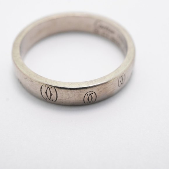 Cartier Ring Happy Birthday K18WG White Gold #55 Men's Women's - Picture 9 of 9